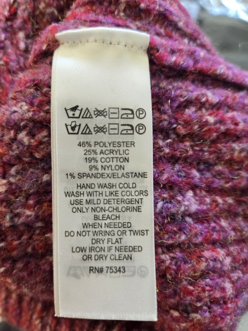Rachel Roy Marled Boucle Knit Sweater Purple Pink Ribbed Crewneck Soft - Picture 6 of 6